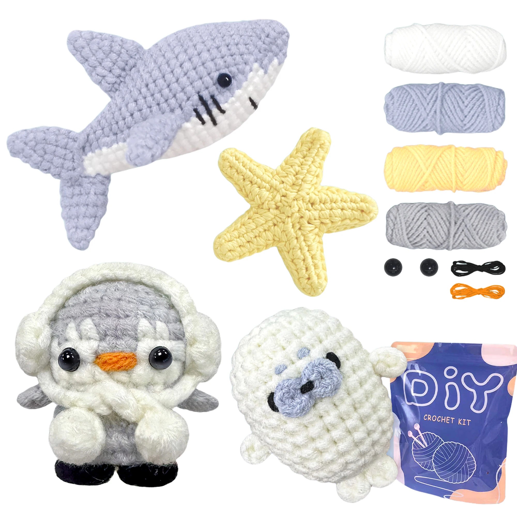 Animal sery Crochet Kit for Beginners Crochet Starter SET ,DIY Crochet Kit For Beginners,Crocheting Knitting Kit Step-by-Step