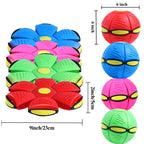 Magic UFO Flying Flat Disc Ball Toy with LED Light Outdoor Garden Sport Deformable Stress Relief Vent Ball for Kids Boys Girls