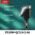 SEAMETAL 66W Car Charger PD20W QC3.0 Port USB Type Fast Charging Phone Charger 12V/24V Universal Cigarette Lighter Power Adapter