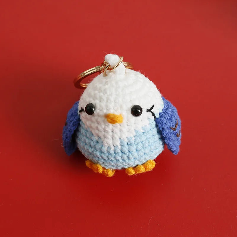 Cute Parrot Series Handmake Crochet Keychain Creative Small Bird Doll Keyring Gifts Knitted Parrot Keychain Custom Accessories