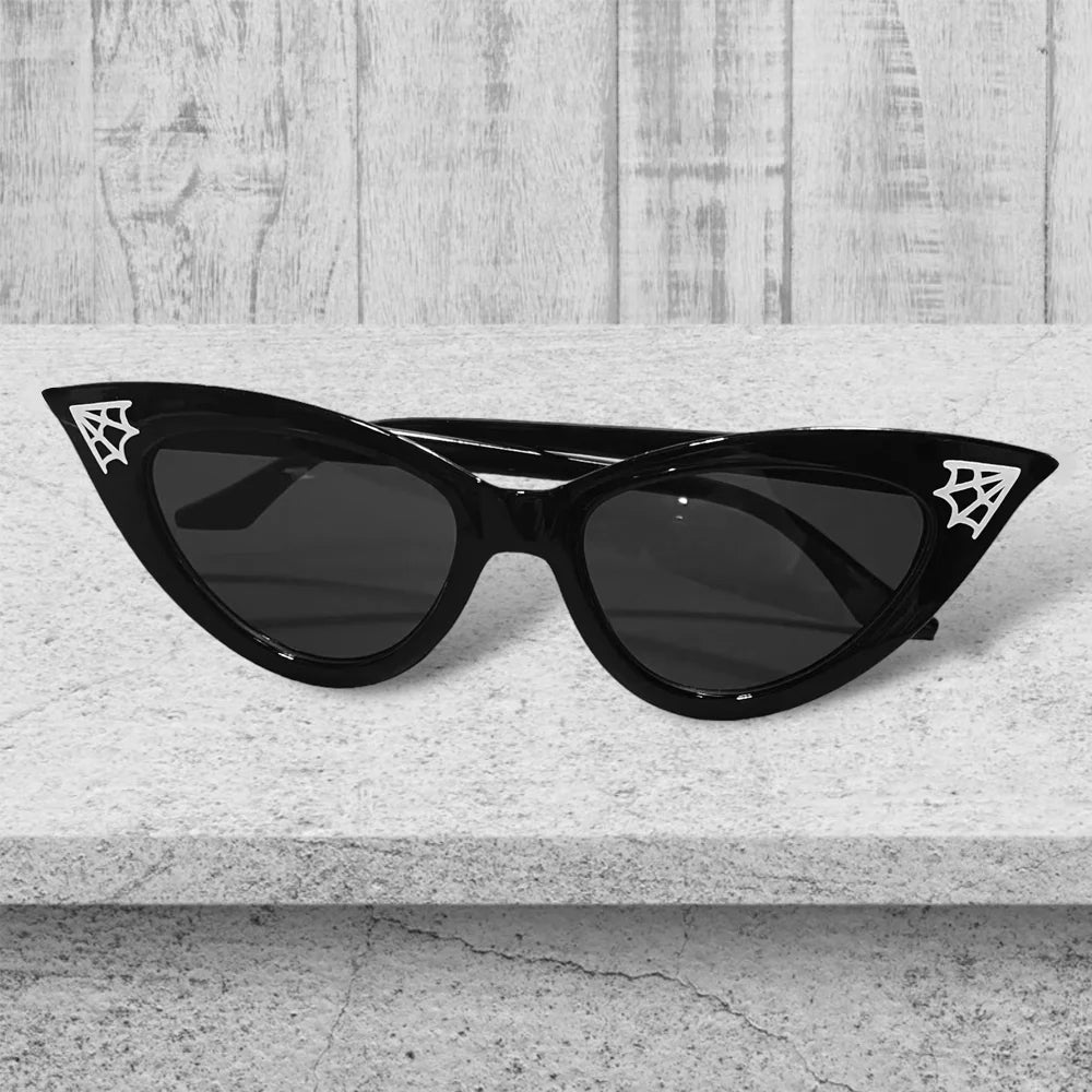 1pcs Gothic Cat Eye Spiderweb Sunglasses Dark for Halloween Gothic Fashion & Wedding Party 2025 Supplies Halloween Decoration