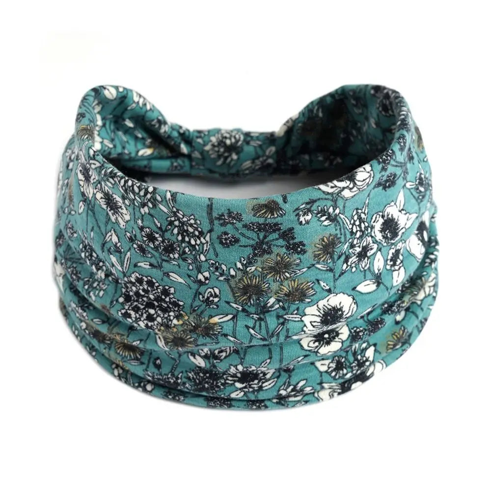 Bohemia Print Wide Headbands New Vintage Elastic Knot Turban Headwrap for Women Girls Soft Print Yoga Bandana Hair Accessories