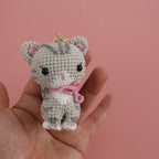 Exquisite Kitten Doll Crochet Keychain For Bag Pendant Knitted Small Cat Doll Keyrings Cute Kitten Keychain Custom Accessories