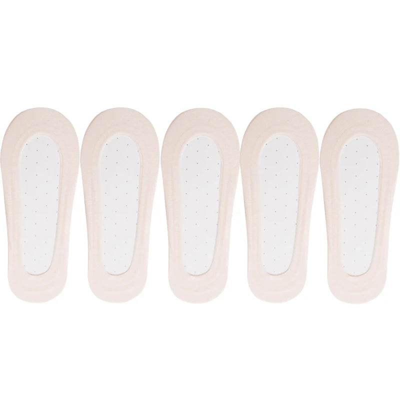 5 Pairs/Lot Socks Women's Ankle Short  No-Show Set Foot Cotton Female Invisible White Low Cut Summer Non-Slip Boat Sock