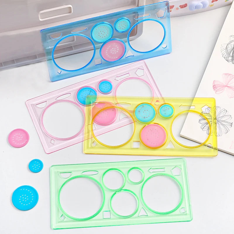 Creative Geometry Spirograph Drawing Stencils Set Painting Template Art Crafts Kids Educational Toy Variety of Flowers Ruler