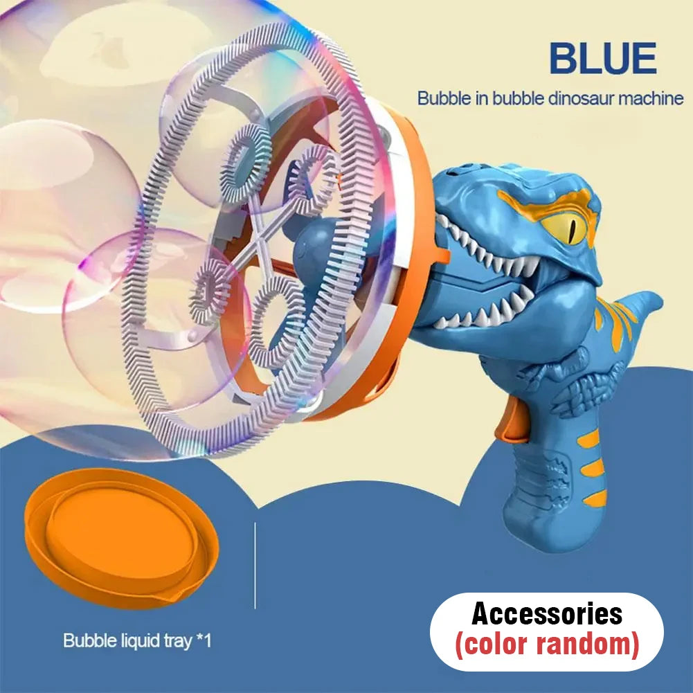 Dinosaur Electric Bubble Gun Automatic Blowing Tuba Large Soap Handheld Bubble Machine Kids Toys Birthday Party Outdoor Wedding