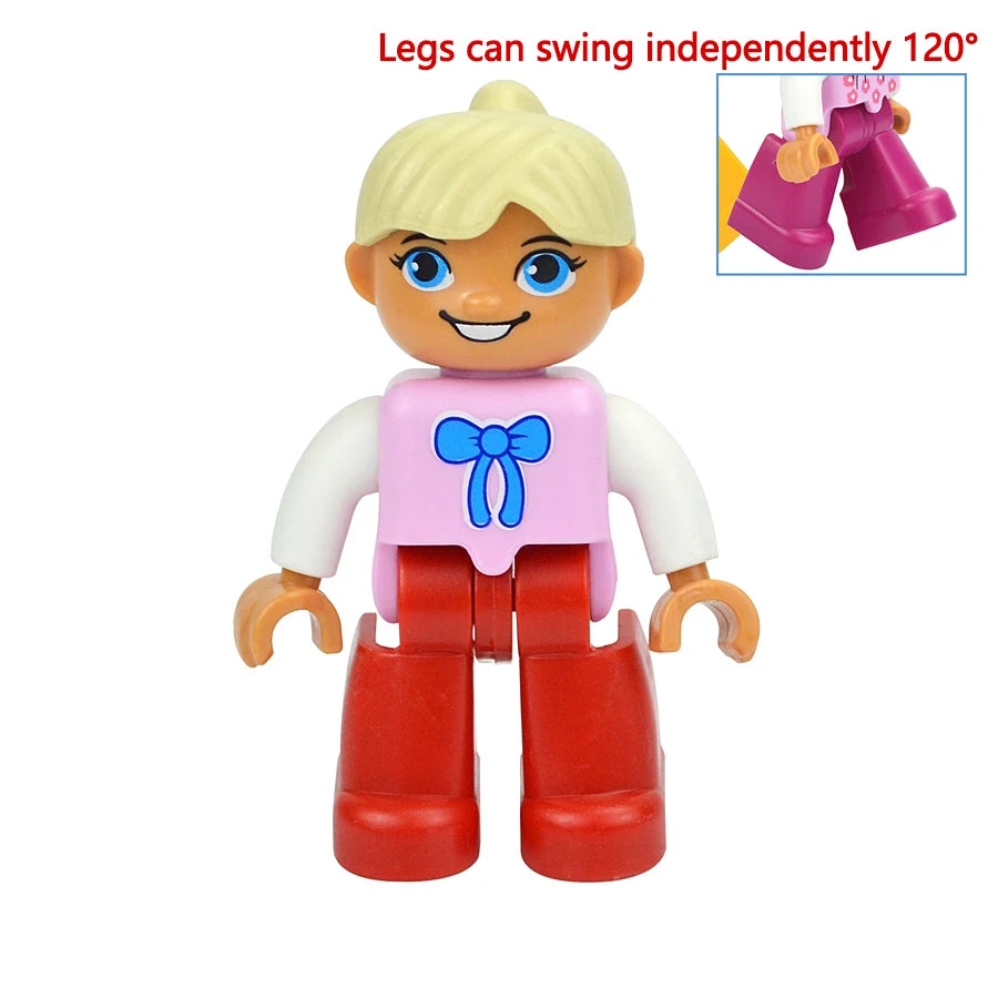 Big Size Figures Building Block Doll Family Farmer Pirate Worker Doctor Policemen Large Brick Compatible Build House Duploes Toy
