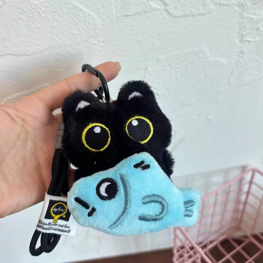 6/1pcs Cute Plush Black Cat Doll Toy Keychain Bag Pendant Charms Kawaii Keyring Accessories For Women Couples Gift