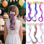 6pcs Kids Ponytail Hair Extensions Rainbow Color Hairpieces with for Kids Girls - Great for Gifts, Holidays