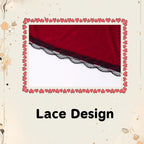 Red Velvet Black Lace Hooded Velvet Cape Ladies Cape Halloween Christmas Cosplay Party Fancy Cape