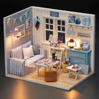 Kitten Mini Doll House 3D Puzzle Assembly Model Building Kit Creative Room Bedroom Decoration With Furniture Wooden Crafts Gifts