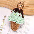 Handmaking Crochet Ice Cream Keyrings Wholesale Sweet Ice Cream Cone Series Crochet Keychain For Bag Pendant  Custom Accessories