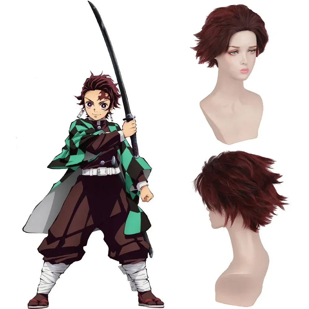 Anime Tanjirou Kamado Costume Anime Cosplay Men Kimono Uniform Halloween Party Demonias Women Clothes Kids Adult