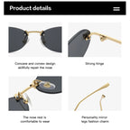 Fashion Rimless Sunglasses Women UV400 Oval Elegant Diamond F Sun Glasses Retro Eyewear