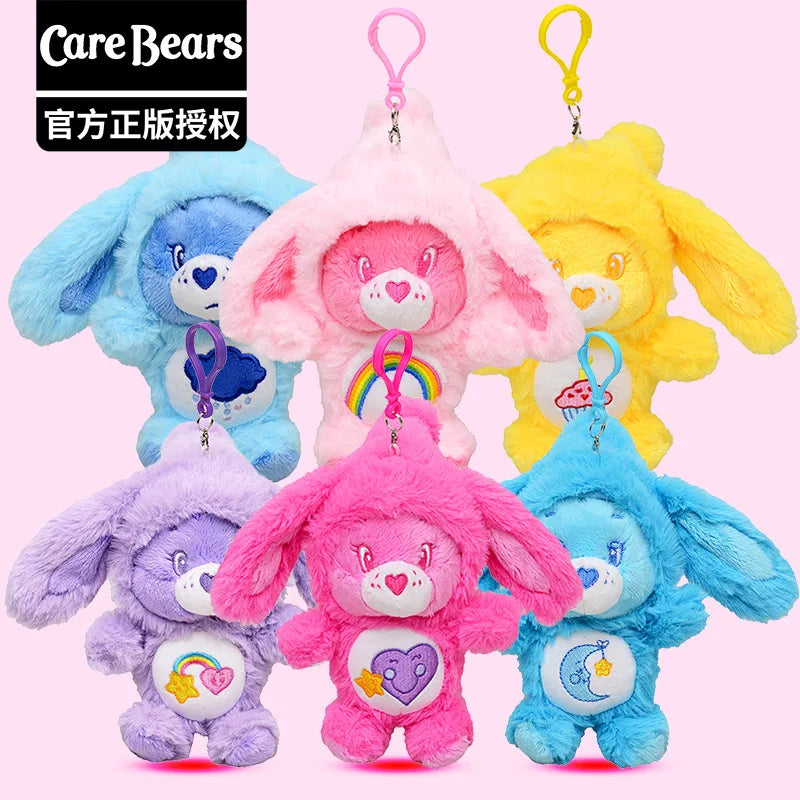 Cute Carebears Plush Keychain Rabbit Hat Key chain Rainbow Bear Doll Schoolbag Doll Birthday Gift Room Decor