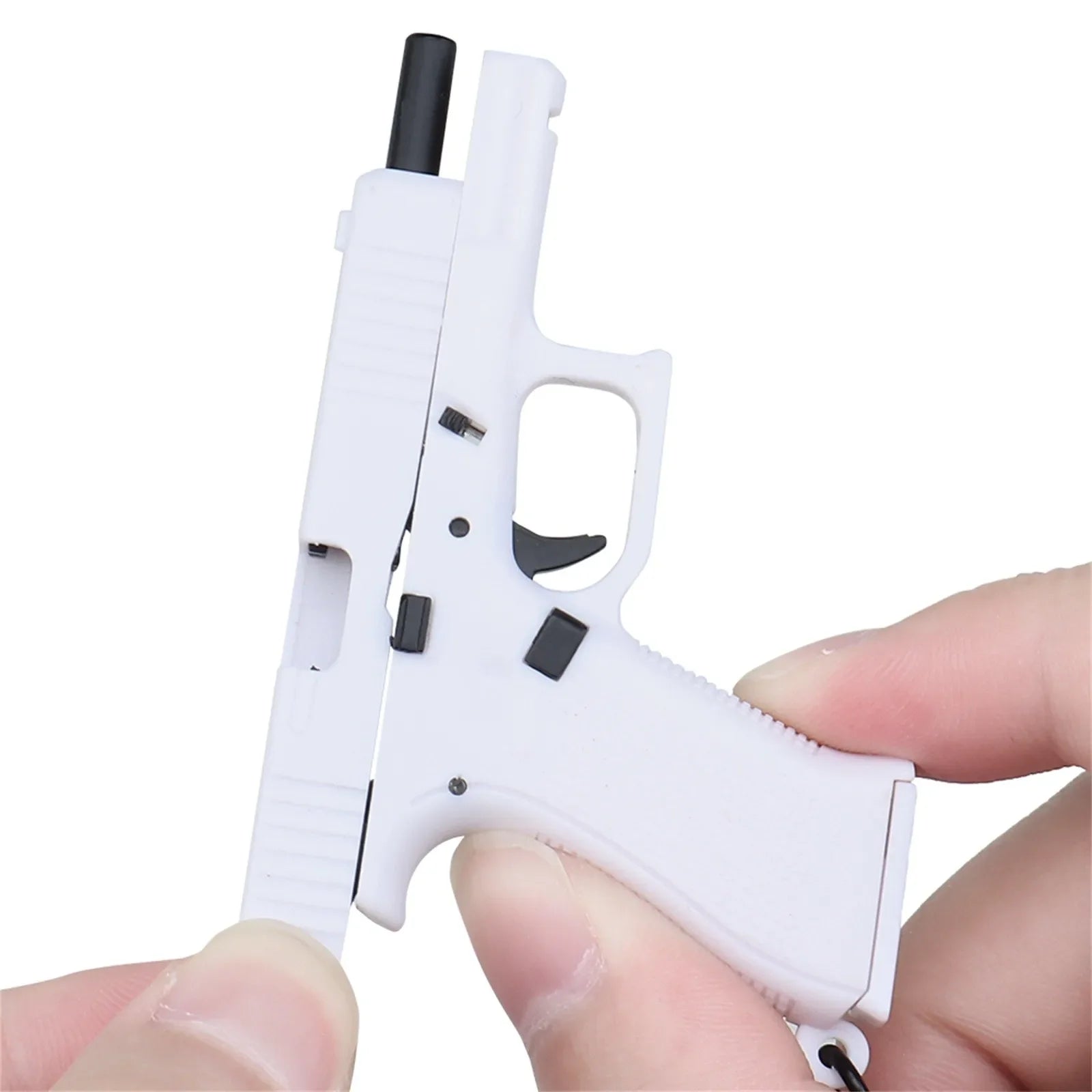 Mini Tactical Pistol Shape Car Keychain for Men Portable Decorations Detachable Keyring Realistic Model Toy Bag Accessories