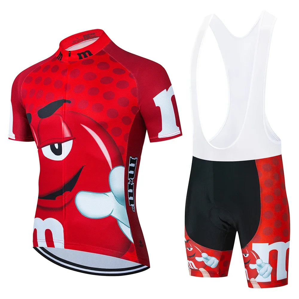 2024 Cartoon Cycling Clothing Men Short Sleeve MTB Ropa Ciclismo Breathable Summer Sportswear Outdoor Bicycle Clothes Bib Shorts