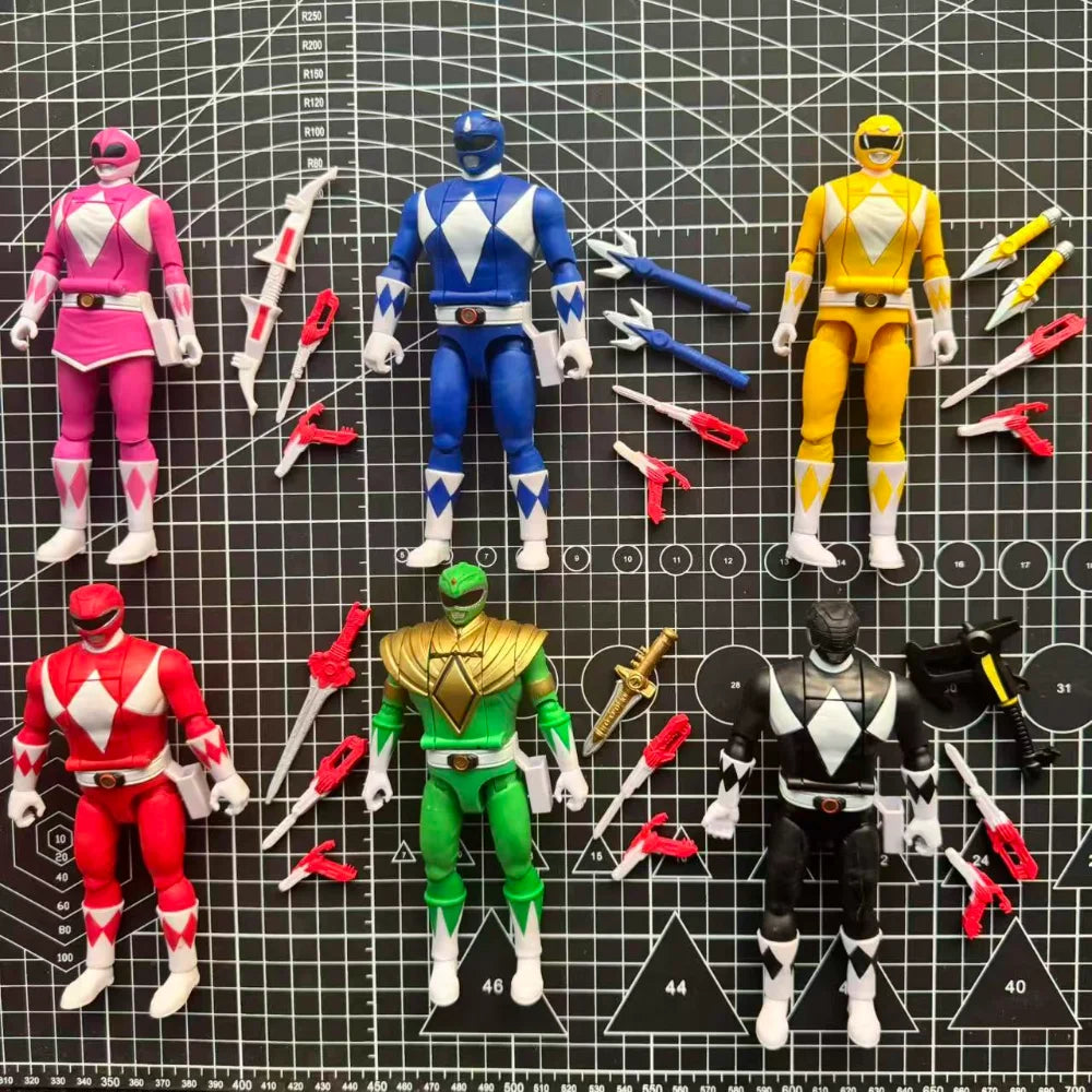 15CM Auto-Morphin Green Black Red BLUE Pink Yellow Ranger Evil Space Alien Goldar Rita Repulsa Putty Patroll Baboo Action Figure