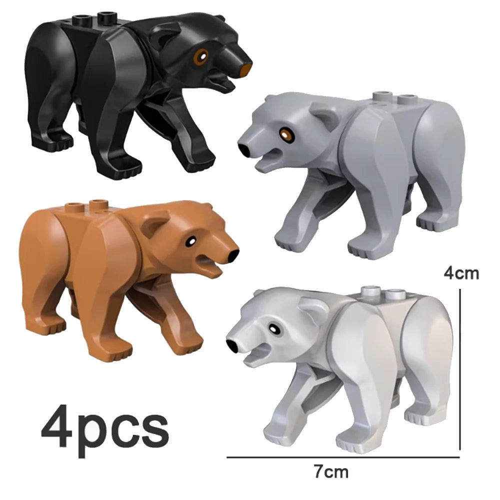 MOC Animal Scene Building Blocks Zoo Ducks Cat Dog Penguin Eagle Dove Wolf Bear Deer Shark Snake Mice Sheep DIY Toys Bricks K055