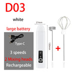 HOT  Electric Milk Frother + Egg Beater Wireless Type-C Charging 3 Speeds Mini Handheld Foam Maker Coffee Whisk Cooking Tools