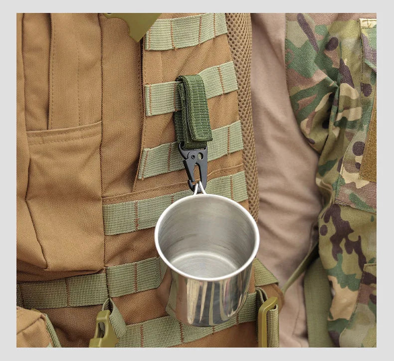 2/5 PCS.Tactical Hanging Buckle Molle Nylon Webbing Carabiner Belt Triangle Keychain for Outdoor Climbing Camping Tool Accessory