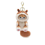 Cute Cat Disguised as a Long-Tailed Animal Plush Keychain Pendant Small Doll Gift Soft Keyring for Animal Lovers