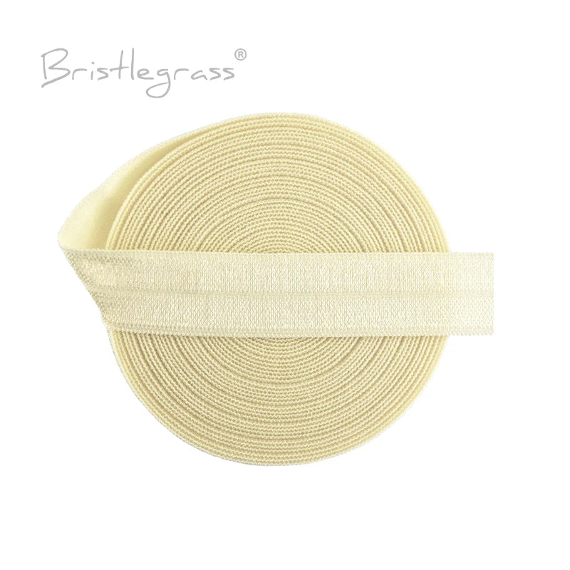BRISTLEGRASS 2 5 10 Yard 5/8" 15mm Solid FOE Shiny Fold Over Elastic Spandex Satin Band Hair Tie Headband Dress Sewing Lace Trim