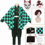Anime Tanjirou Kamado Costume Anime Cosplay Men Kimono Uniform Halloween Party Demonias Women Clothes Kids Adult