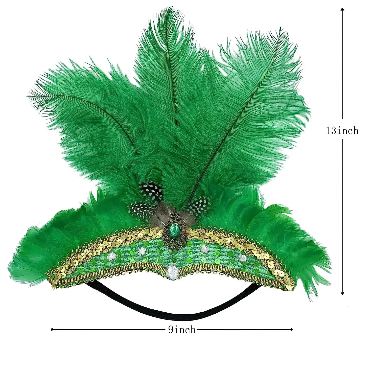Women Carnival Crystal Crown Feather Headpieces 1920s Flapper Headband Show Girl Feather Headdress Mardi Gras Accessories