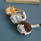 Handmaking Crochet Kitten Keyrings Cute Smiling Cat Doll Crochet Keychain Cartoon Kitten Series Knitting Doll Keychain Custom