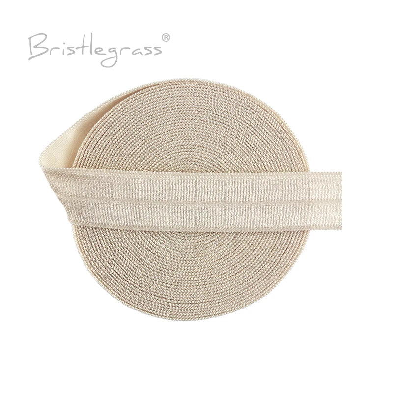BRISTLEGRASS 2 5 10 Yard 5/8" 15mm Solid FOE Shiny Fold Over Elastic Spandex Satin Band Hair Tie Headband Dress Sewing Lace Trim