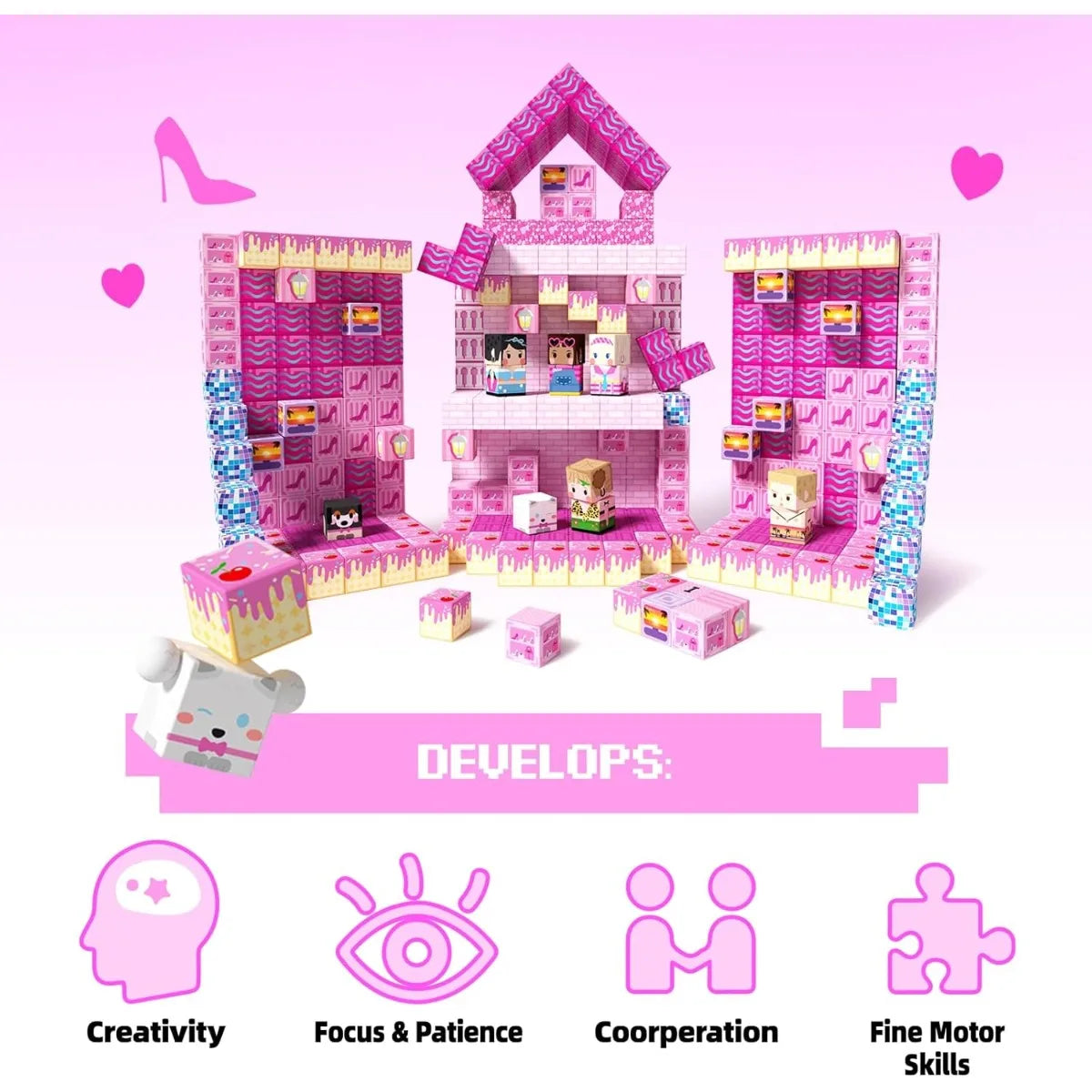 Magnetic Building Blocks Mine World Magnetic Pool Castle Villa Party Construction Brick Cube STEM Boy Girl Children Toy Set Gift