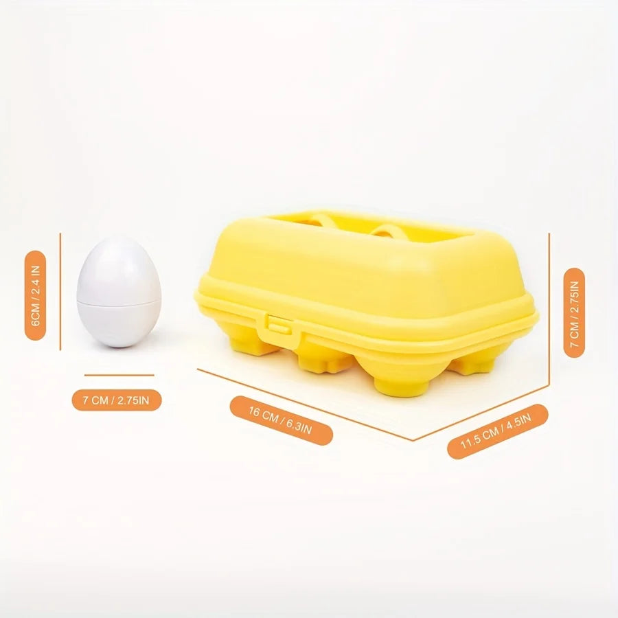 6/12pcs Color and Shape Matching Toys, Simulated Egg Shapes with Storage Box - Geometric Shape & Color Learning Toy Set for Kids