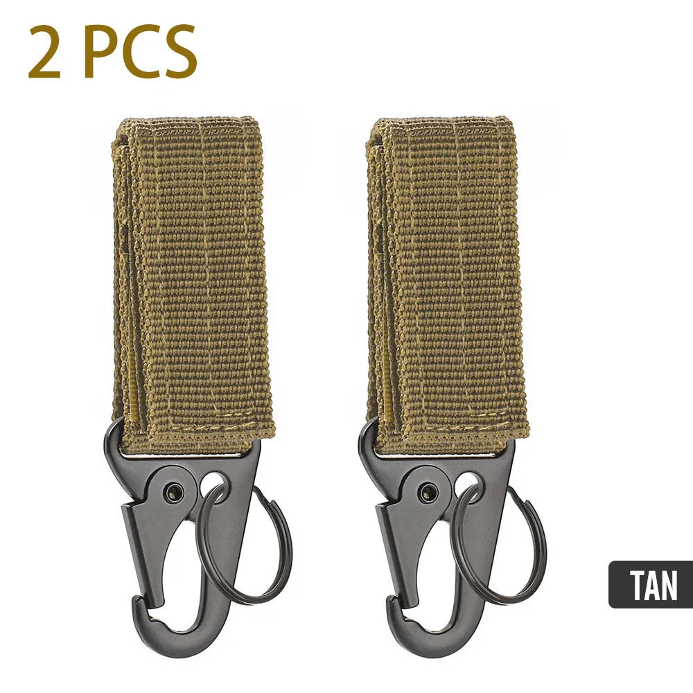 2/5 PCS.Tactical Hanging Buckle Molle Nylon Webbing Carabiner Belt Triangle Keychain for Outdoor Climbing Camping Tool Accessory