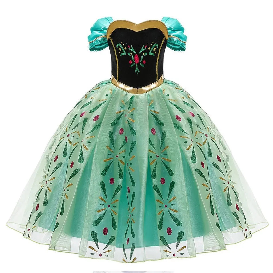 Girls Elsa Anna Dress Children Princess Carnival Dress Kids Jasmine Rapunzel Pageant Flower Disguise Birthday Cosplay Costume