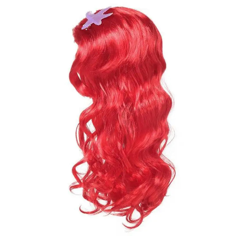 Long Red Curly Mermaid Wig Starfish Hair Accessories For Cosplay Halloween Party Costume Princess Role Play Fancy Dress Prop