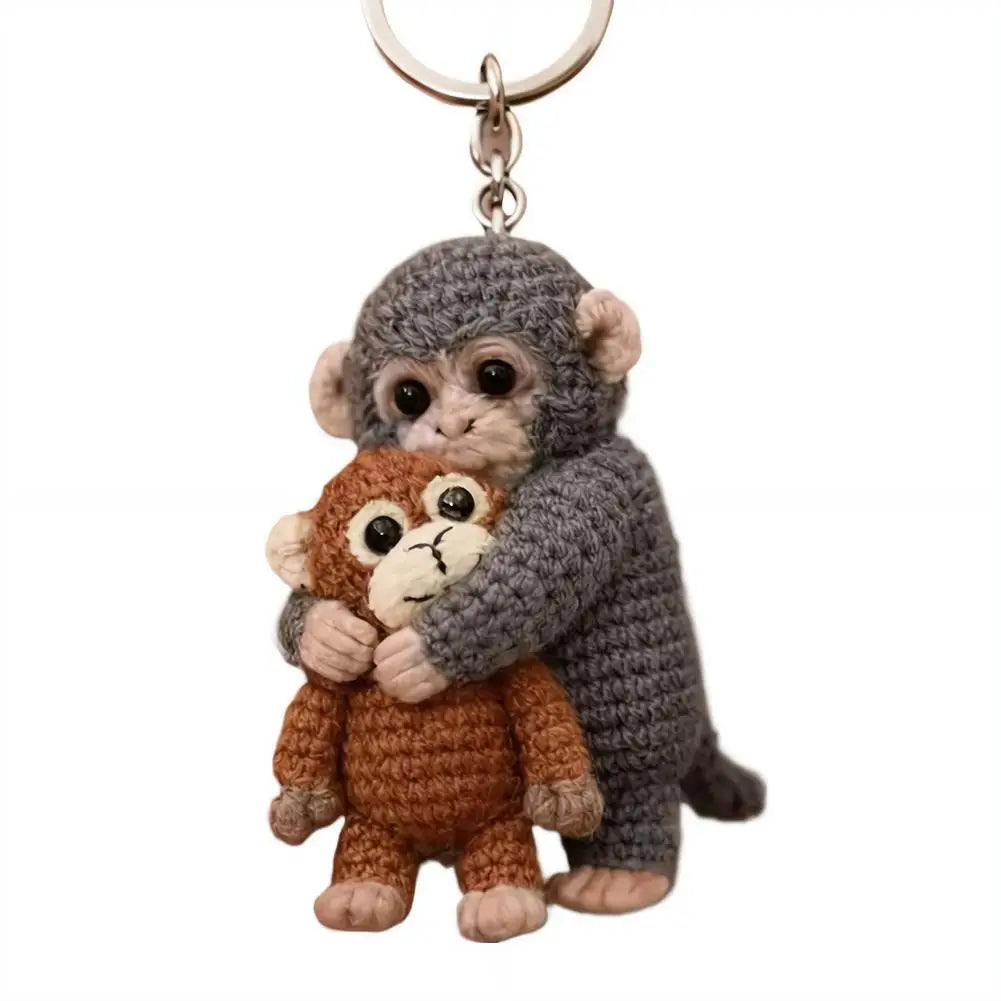 Funny Crochet Punch Monkey Keychain Cute Handmade Monkey Design Series Funny Keyring For Backpack Purse Keys Llavero 열쇠고리