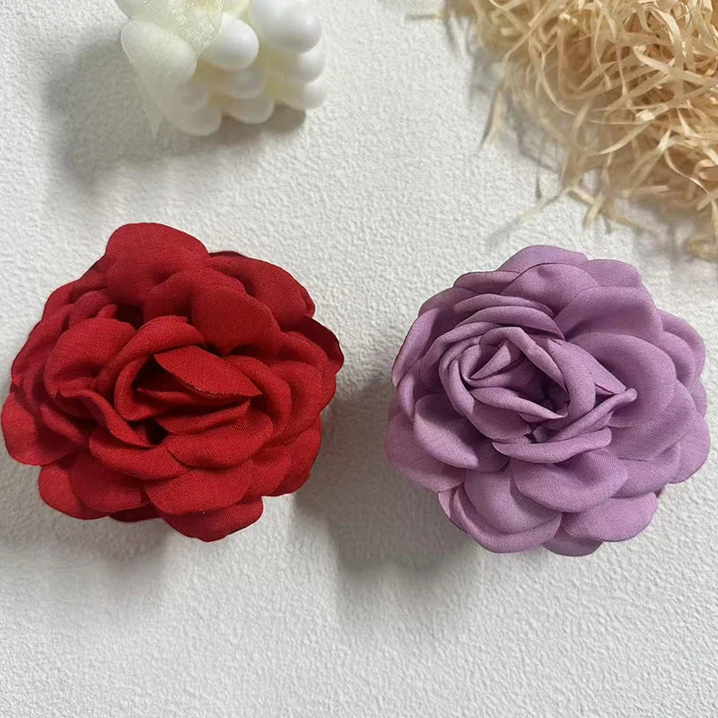 1/2/6pcs Stereoscopic Rose Flower Hair Clip Fpr Women Elegant Back of The Head Hair Shark Clip Fashionable Girl Hair Accessories