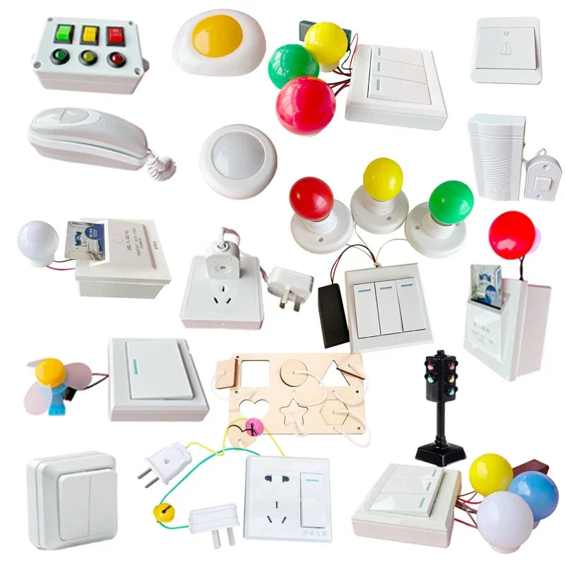 Montessori LED Lights Busy Board Accessory Tricolor Lights Timers Telephone Doorbell Switches Education Toy Puzzle Toy Children