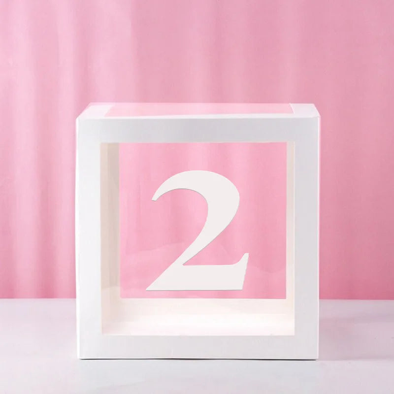 Transparent Letter Balloon Box Baby Shower Decorations Happy Birthday Wedding Decor 1st Birthday Party Supplies Balloon Box