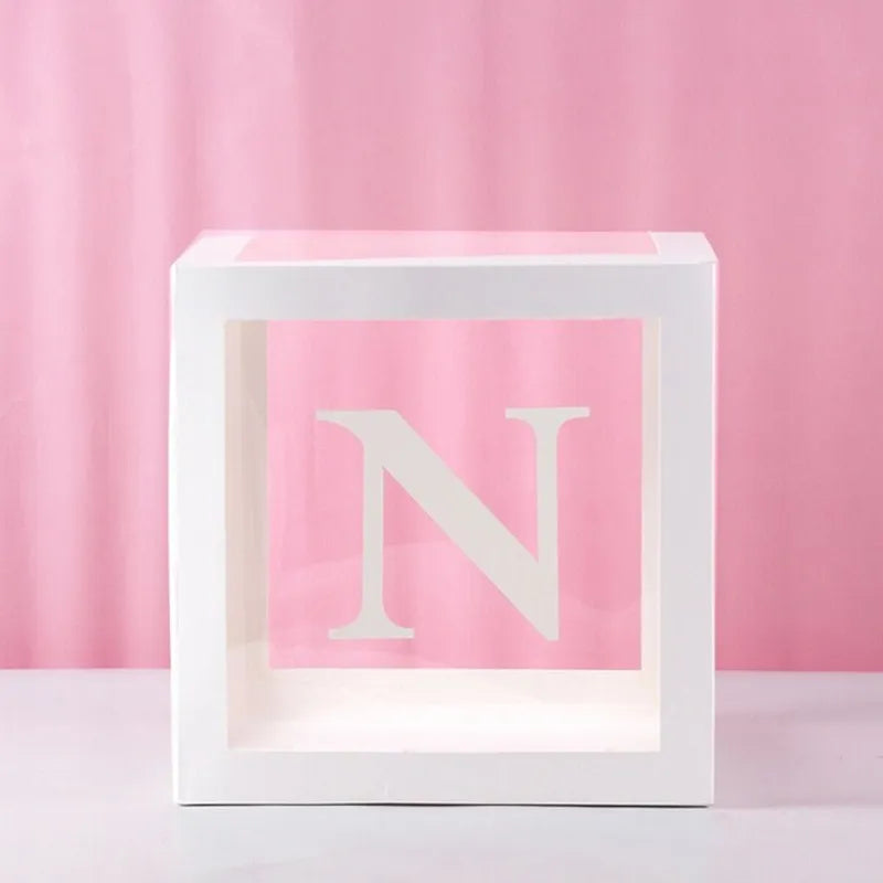 Transparent Letter Balloon Box Baby Shower Decorations Happy Birthday Wedding Decor 1st Birthday Party Supplies Balloon Box