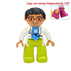 Big Size Figures Building Block Doll Family Farmer Pirate Worker Doctor Policemen Large Brick Compatible Build House Duploes Toy