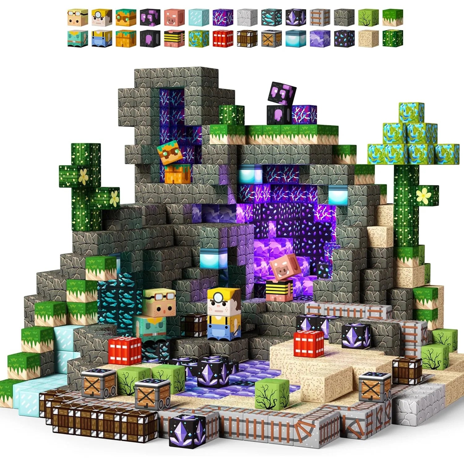 Magnetic Building Blocks Mine World Magnetic Mine Exploration Construction Brick Cube STEM Toy Set Gift for Boy Girl Children