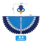 Bird Cosplay Costume Stage Performance Owl Peacock Wings Bird Felt Cape with Mask for Girls Boys Halloween Party Cloak