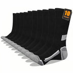 10 Pairs Men Solid Color Striped Sports Long Socks Suitable All Seasons Breathable Anti Odor Sweat Absorption Leisure Socks
