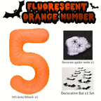 40 inch Orange Number 0-9 Balloon Halloween Horror Theme Birthday Balloon Set Spider Web Bat Festival Decoration Photo Props