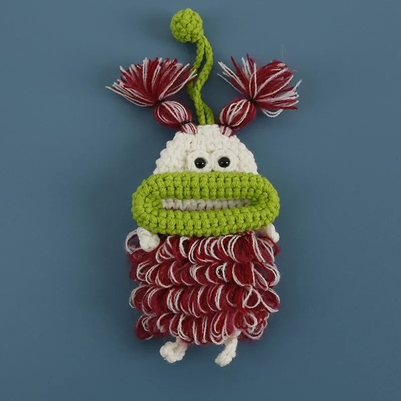 Funny Crochet Keychains Knitting Cute Sausage Mouth Doll Key Holder Knitted Storage Bag Keyrings For Car Keys Wholesale Custom