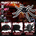 Giant Black Plush Spider Halloween Decoration 30-200cm Horror Haunted House Props Indoor Outdoor Party Scary Decor
