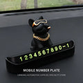 Cute Funny Bulldog Car Temporary Parking Number Plate - Dashboard Decor Auto Accessories Cute Gift Automobiles Voiture