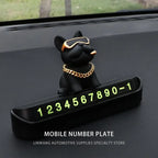 Cute Funny Bulldog Car Temporary Parking Number Plate - Dashboard Decor Auto Accessories Cute Gift Automobiles Voiture